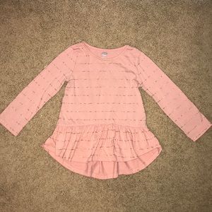 Girls Peach Long Sleeve Shirt With Gold Stripes🍑